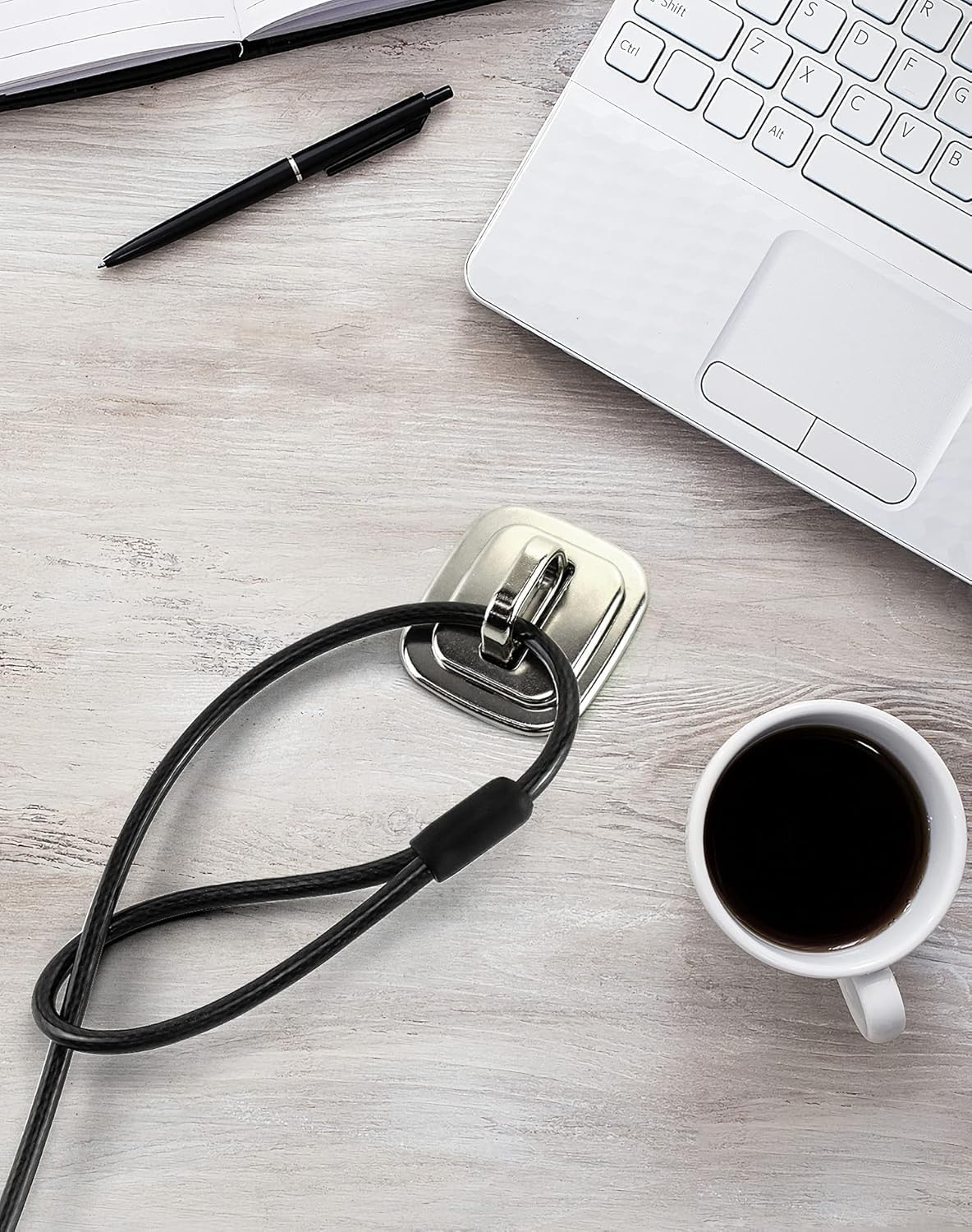 Liyquint Security Anchor Base Plate for Keyed or Combination Cable Locks, Desk Mount Anchor Accessory for Cable Locks,Self Adhesive Laptop Plate Zinc anti Theft Slot for Office Home image number 2