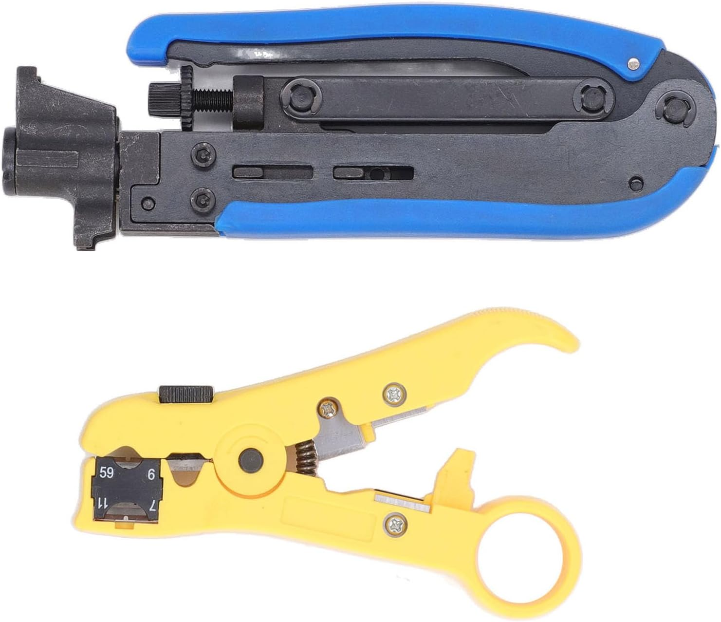 Coax Cable Crimper Tool Kit, Coaxial Cable Crimping Pliers for RG6 RG59 RG11 F Head Compression, Crimping and Stripping Pliers Tool for Electricians Work image number 6