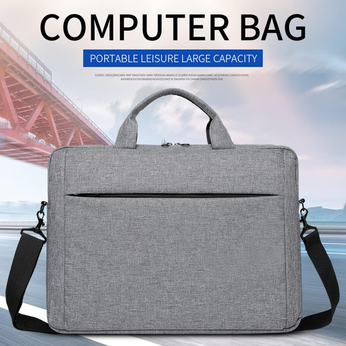 Oxford Cloth Laptop Tote Bag Briefcase, Expandable Computer Shoulder Messenger Bag Fit for 15.6 Inch Laptop image number 5