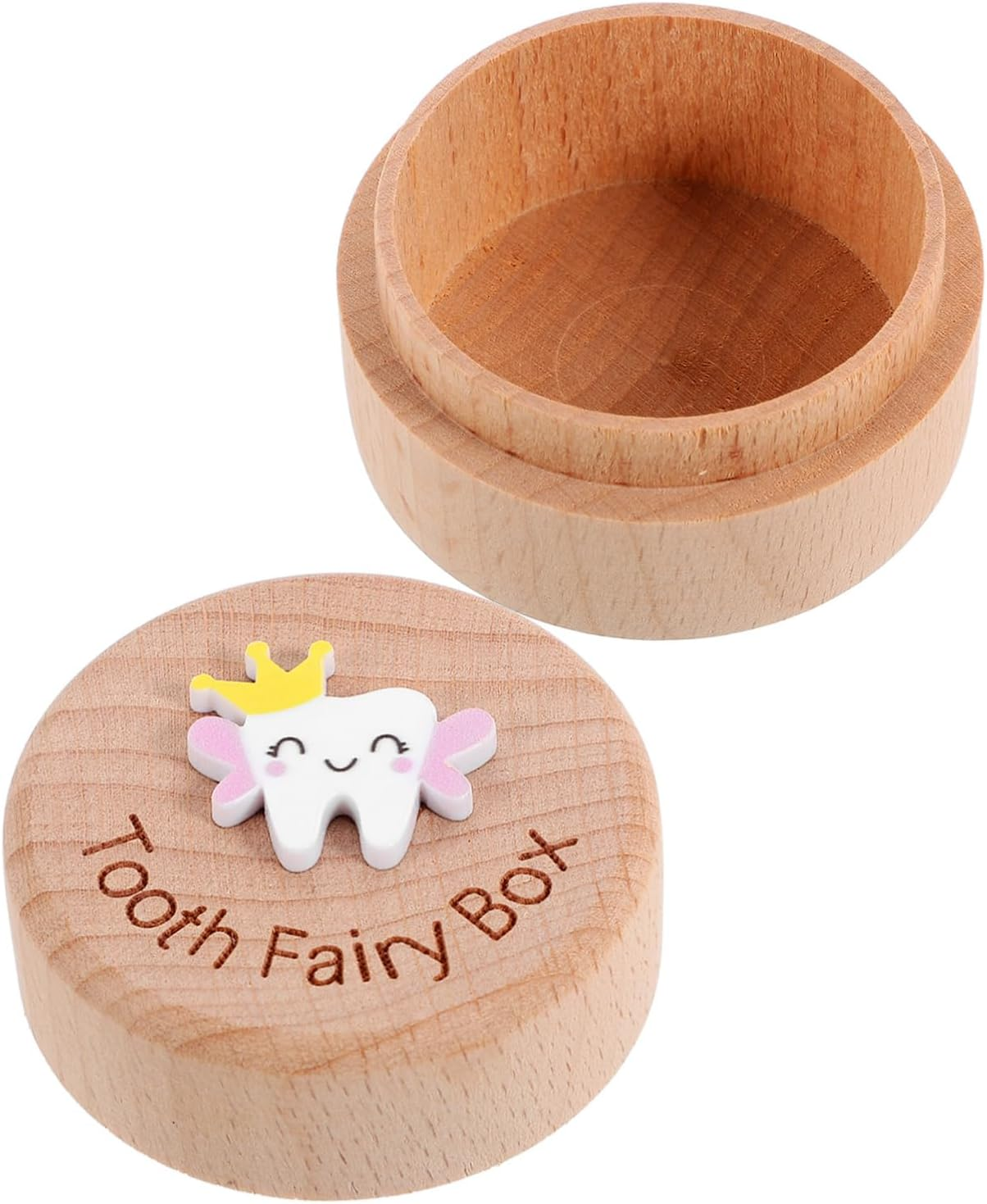 Deciduous Tooth Box Wooden Boys and Girls Teeth Storage Holder Keepsake Collection Organizer at Home image number 6