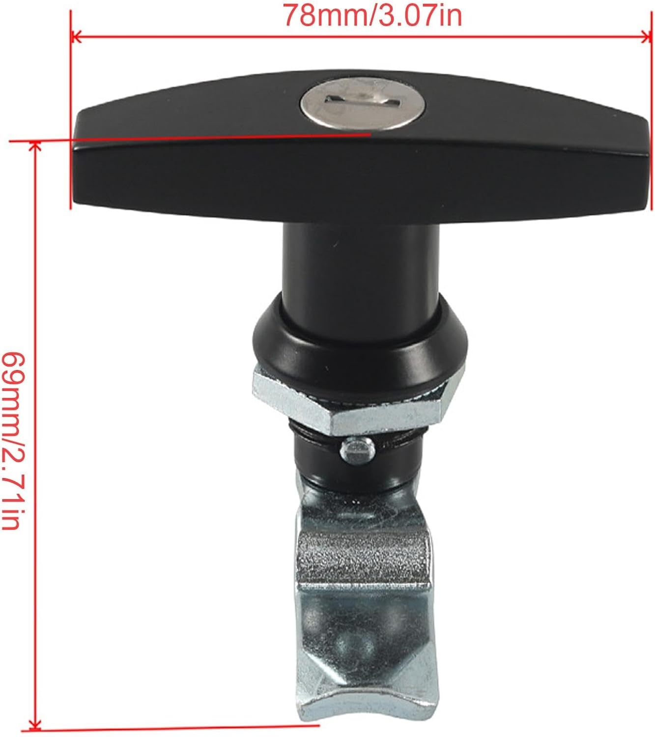 Shed Door T Handle Lock,Zinc Alloy Looking Kit with 2 Keys for Garage Door | Replacement T-Handle Parts Lock for Shed Doors, Toolboxes, Garage Doors, Vehicle Toolboxes, Trailers - Black image number 5