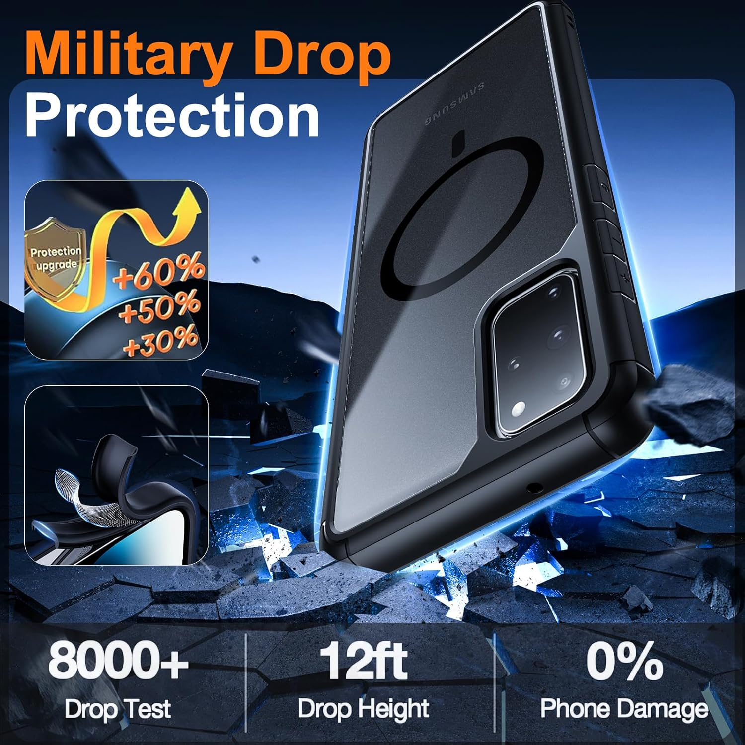 Guizzcg Samsung Galaxy S20 plus Case, Mag-Safe Compatible, Translucent Matte Shockproof Case, Screen & Lens Protection, Anti-Slip, Anti-Fingerprint, Full Protection image number 3