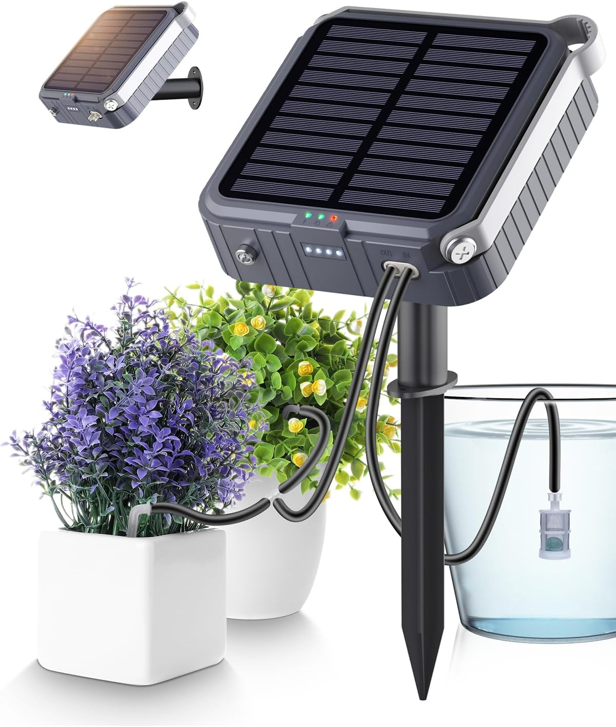 Solar Irrigation System for Garden Watering System, Latest Automatic Drip Irrigation Kits for Potted Plants, Supported Automatic Watering System for Balcony Outdoor, Plant Bed and Green House