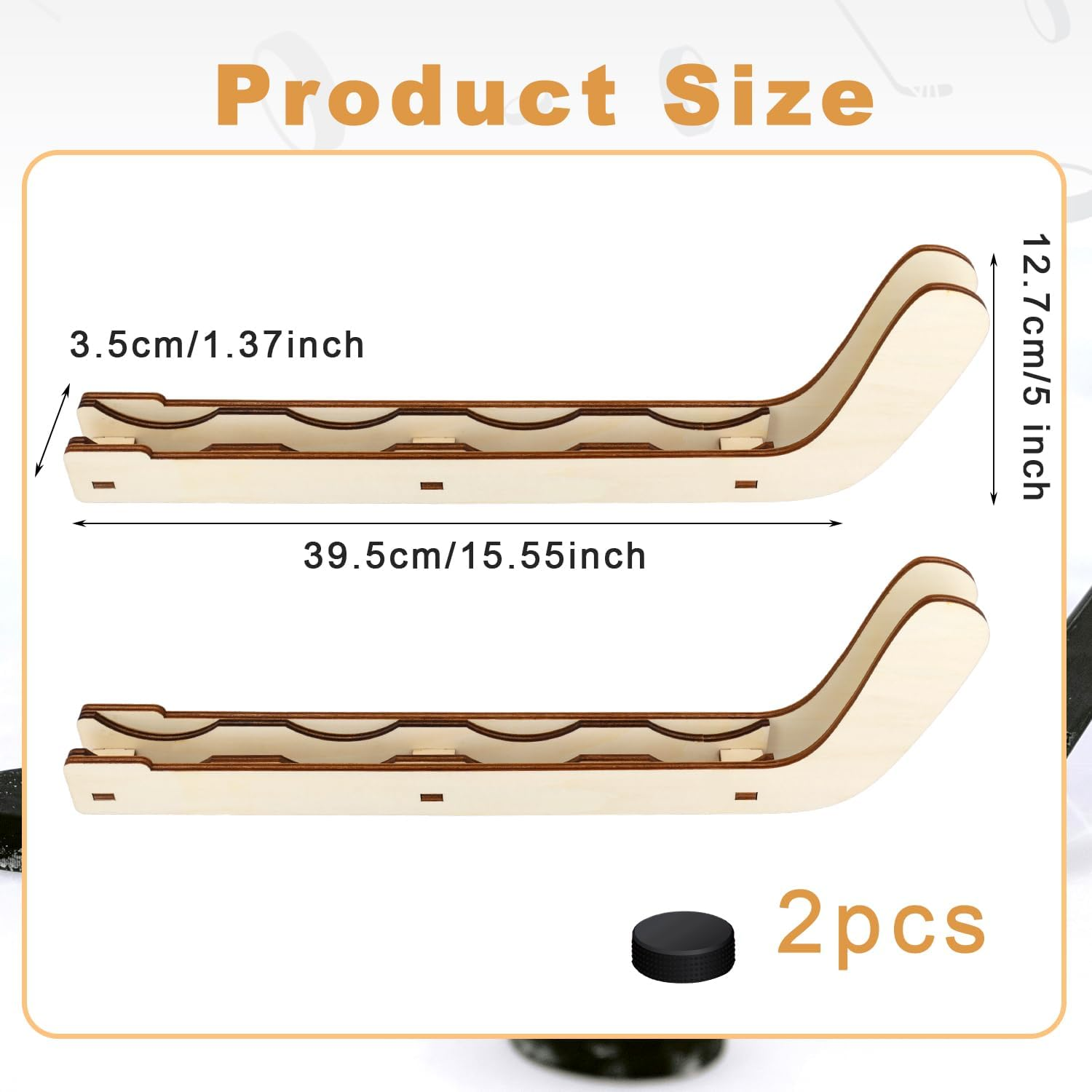 2Pcs Hockey Puck Display Cases, Wooden Hockey Puck Wall Mount Holder Hockey Puck Shelf Display Stand for Players Team Gifts Home Room Collection Storage Decoration image number 3