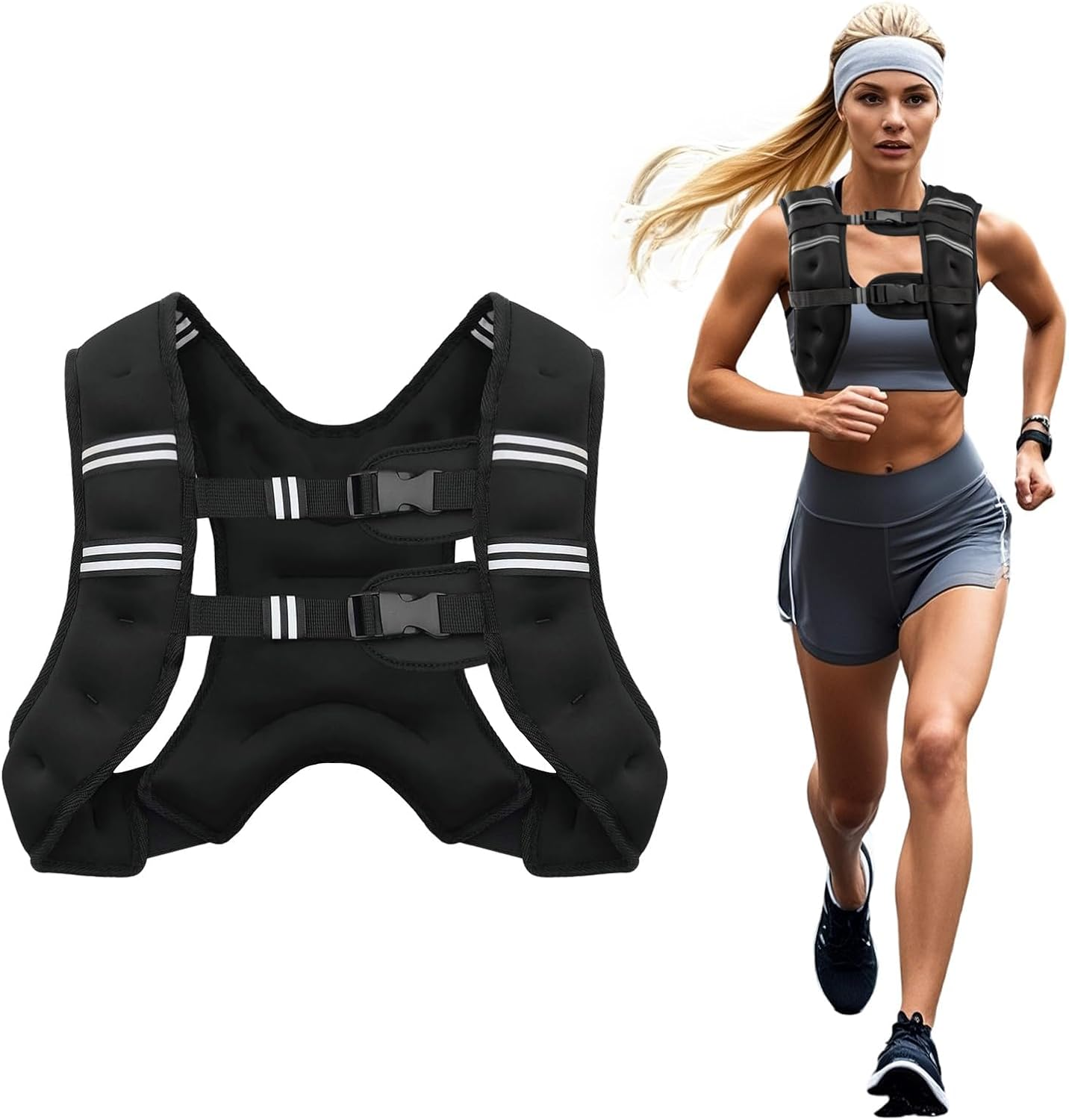 Weighted Vest, Weight Vest with Detachable Phone Pouch, Rucking Vest for Women, Men, Walking, Weight Loss, Training, Running