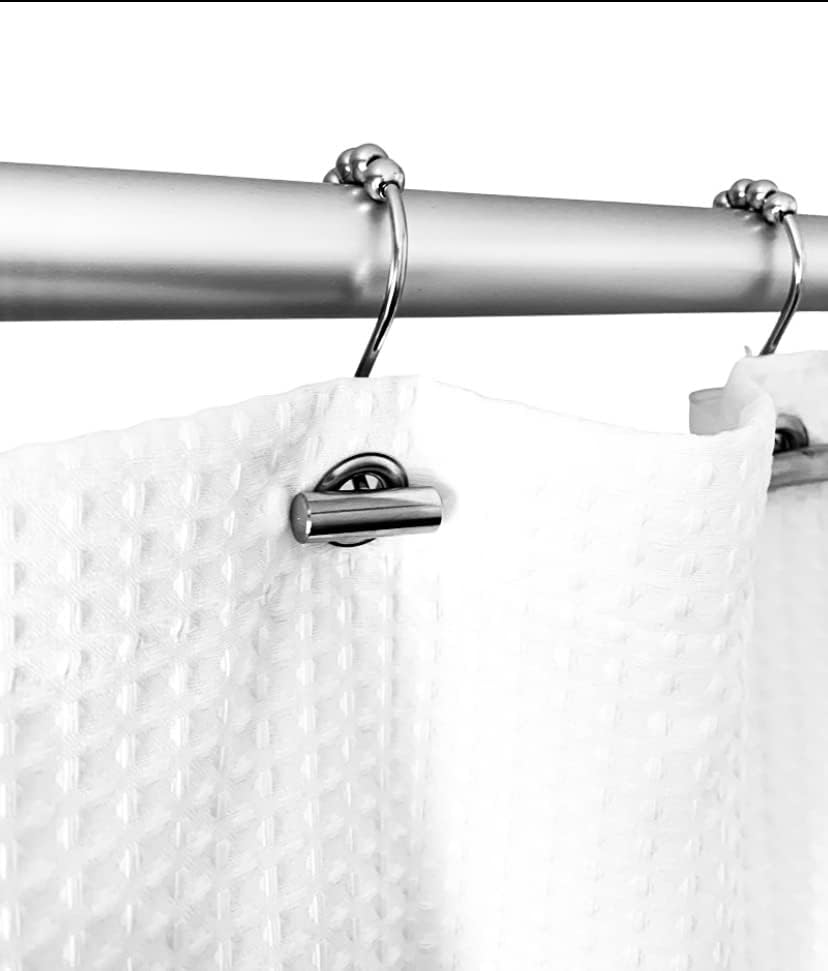 The Nono Bracket Company T-Bar Stainless Steel Shower Curtain Hooks Rings Set of 12, Chrome (Chrome, Stainless Steel) image number 3