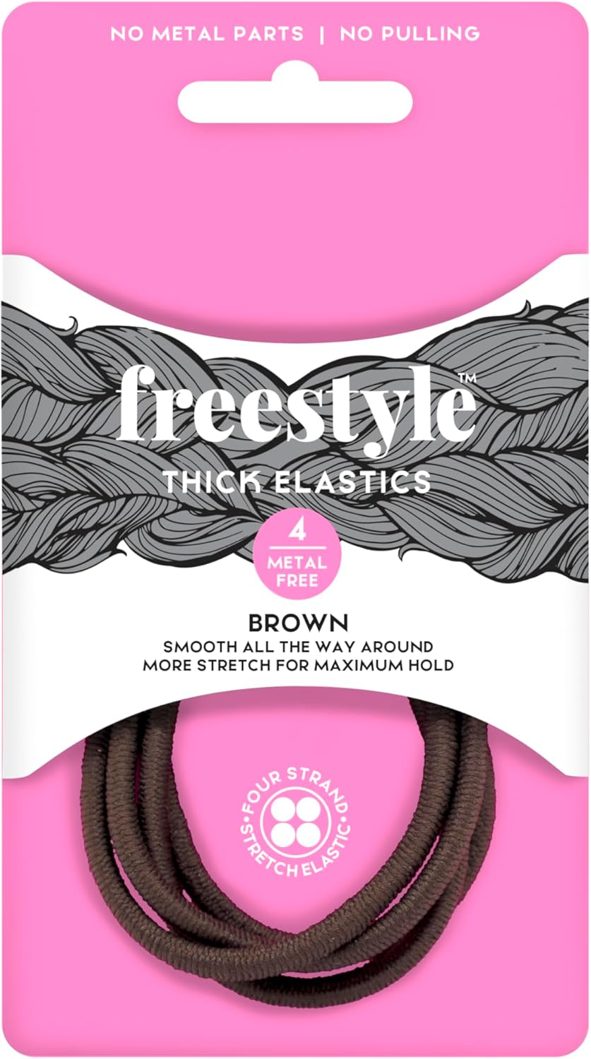 Freestyle Thick Metal Free Hair Tie, Black (4-Pieces) - Black image number 5