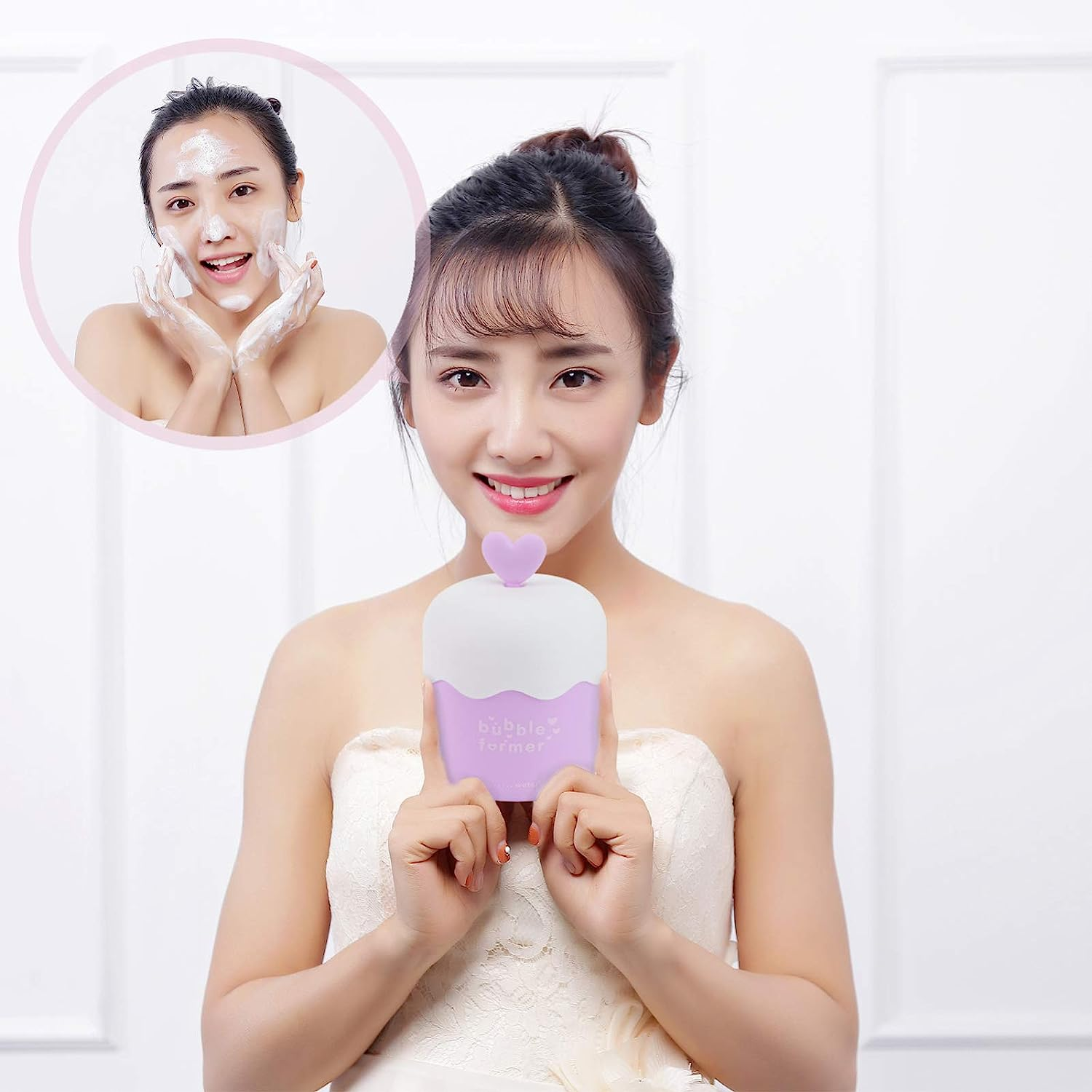 DOITOOL Face Wash Foam Maker Facial Cleanser Foam Cup Whip Bubble Maker Foam Whip Maker Facial Skin Cleansing Care for Home Travel Purple