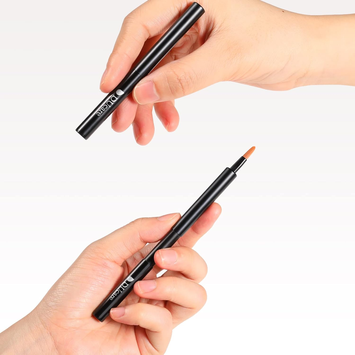 Ducare Retractable Lip Brush Travel Portable Vanity Lipstick Gloss Makeup Brush Tool - Brown image number 7