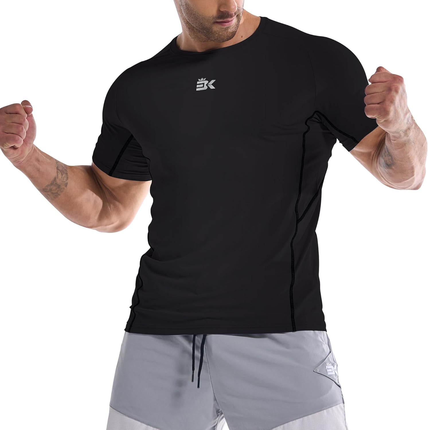 BROKIG Men'S Gym Sports T-Shirts, Underarm Muscle Running Shirt Fitting Workout Training Casual Tops Quick Dry Tees