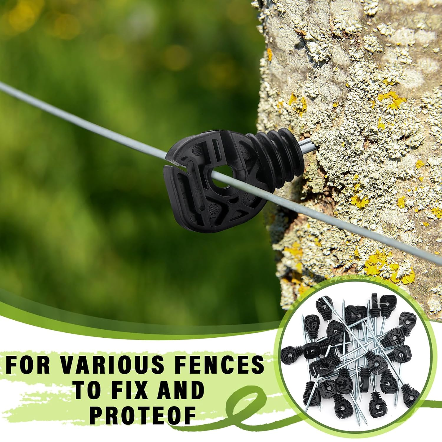 Tandefio 25 Pcs Electric Fence Wire Insulator Stand off Screw in Insulator Black Fence Post Insulator Long Arm Wood Post Insulator for Tape Rope Electric Wire Animal Agricultural Garden