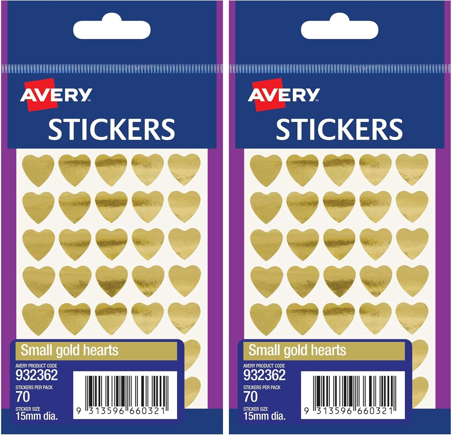 Avery Gold Heart Stickers, Gold, 15 Mm, 70 Labels (932362) image number 2