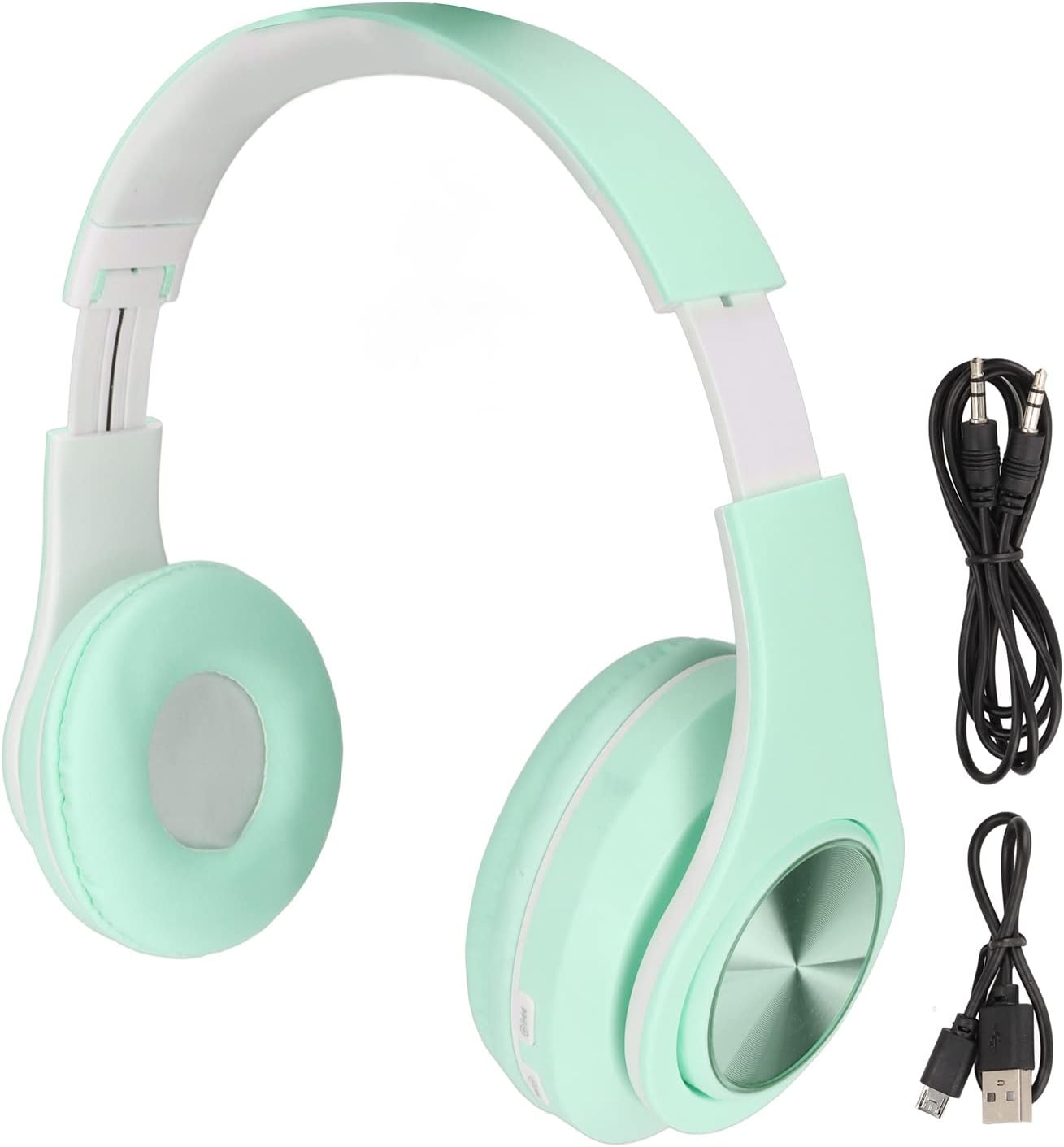 Elprico Bluetooth Headphones, Noise Reduction, Foldable Wireless Over-Ear Headphones with Colourful Light for Phone Laptop (Green)