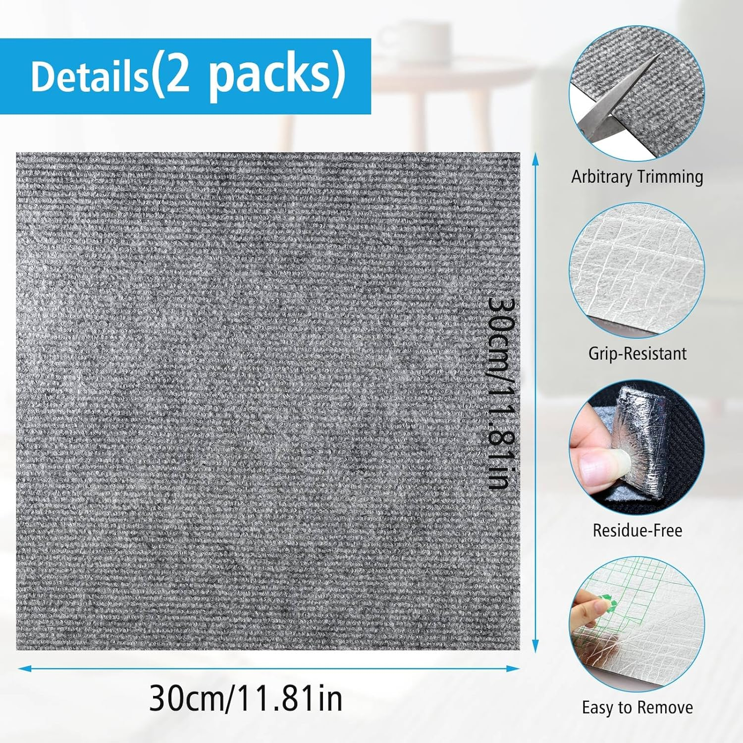 Cat Scratch Furniture Protector Mat, anti Scratch Couch Sofa Protector for Cats, Cat Carpet with Self-Adhesive Trimmable image number 3