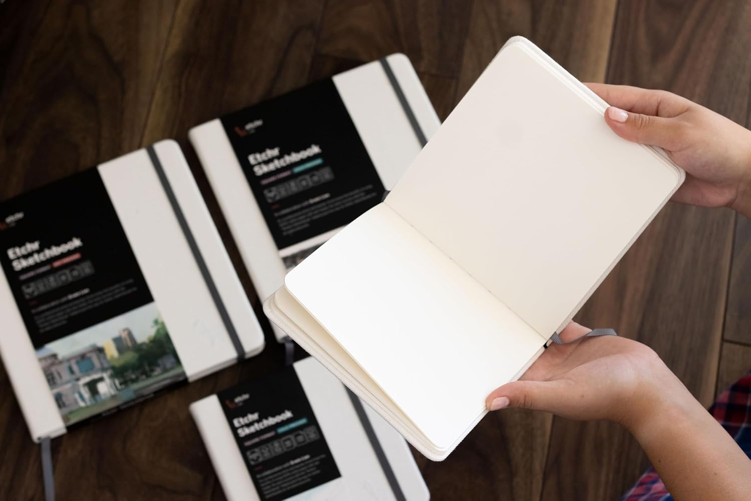 Etchr Sketchbook 8&rdquo; Square - Hot Press Mixed Media 100% Cotton Sketchbook - Hardcover Sketchbook - 8&rdquo;X8" with 52 Pages image number 4