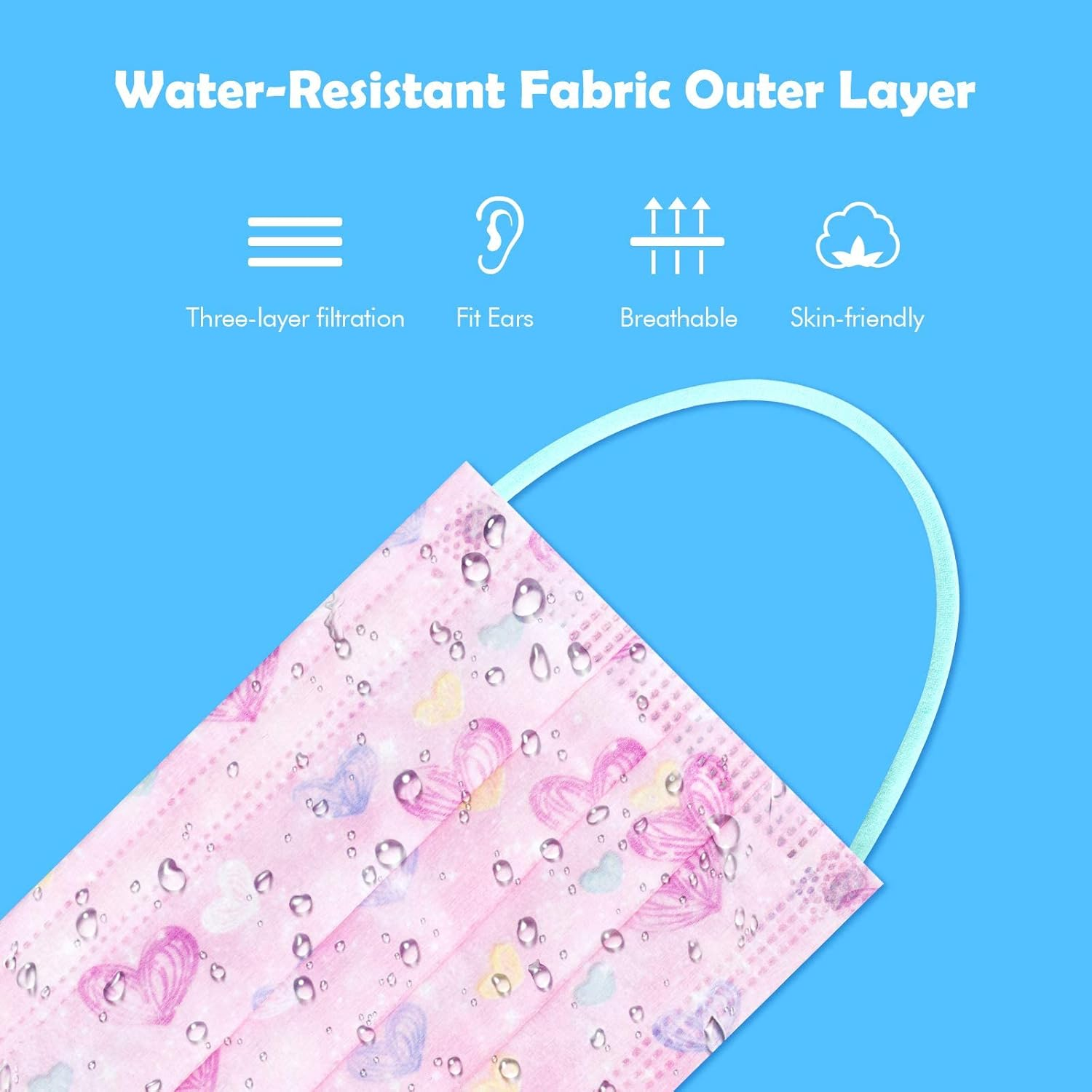 60PCS Kids' Disposable Protective Face Masks for Girls Fantasy Universe Magic Rainbow Mesh Princess Gradient Colors Star Heart Pattern Individually Wrapped Skin-Friendly 3-Layer Filter Comfortable Fit image number 1