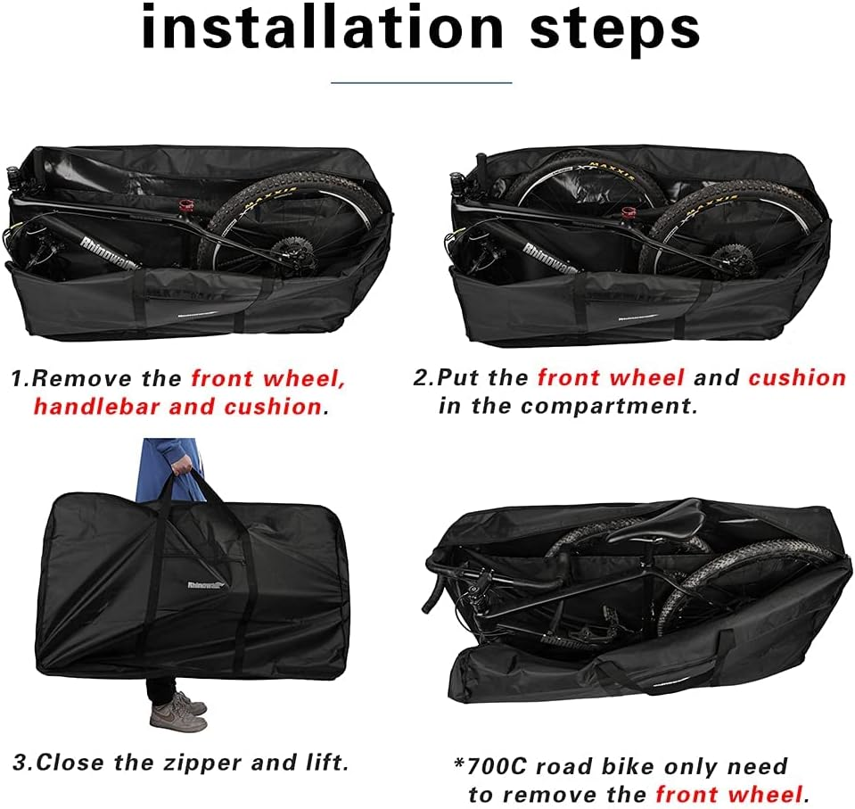 Rhinowalk Bike Travel Bag Case Box Thick Bicycle Folding Carry Bag Pouch,Bike Transport Case for Air Travel image number 5