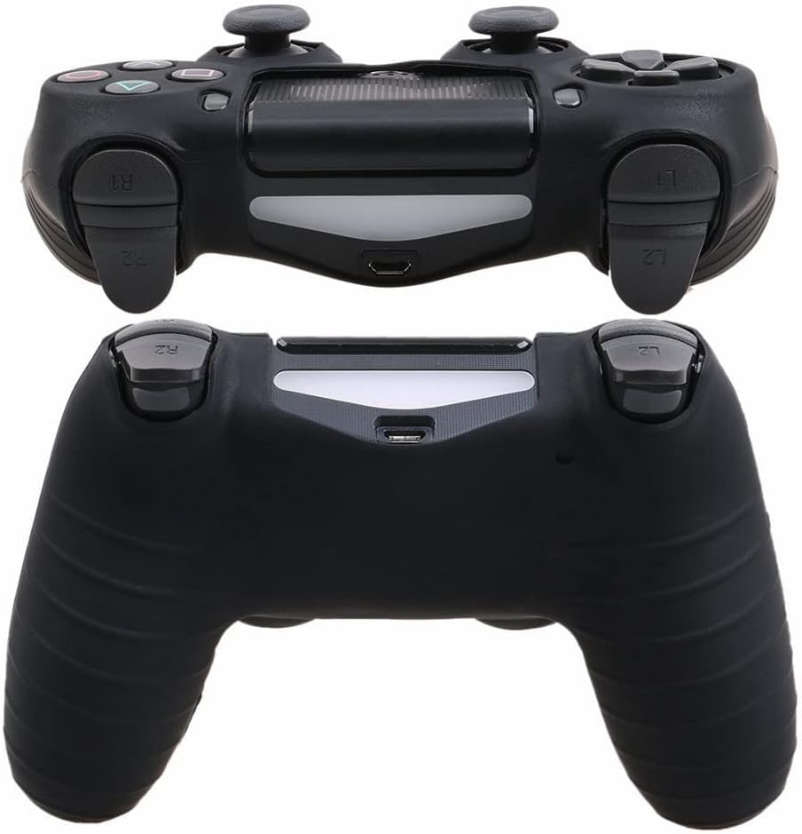 ZOMTOP Silicone PS4 Controller Case: a Second Skin for Your Gamepad - Soft, Anti-Slip, Shockproof - Original Color with Grips and Caps(Pink) - Black image number 4