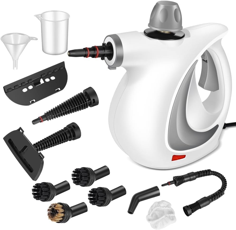 HOMIEST Handheld Pressurized Steam Cleaner with 12 Pcs Accessories, Portable Steamer for Cleaning, Steam Cleaner for Home Use, Cleaning Car, Furniture, Floor, Upholstery, Grout and Tile, Gray image number 1