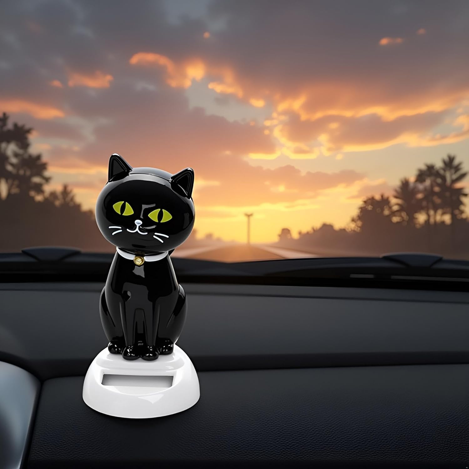 Black Solar Cat Dancing Cat Figure Car Ornament,Dancing Ornaments Solar Powered Car Dashboard Interior Decoration Desktop Decor Gift Window Party Car Desk Home，Learning and Education