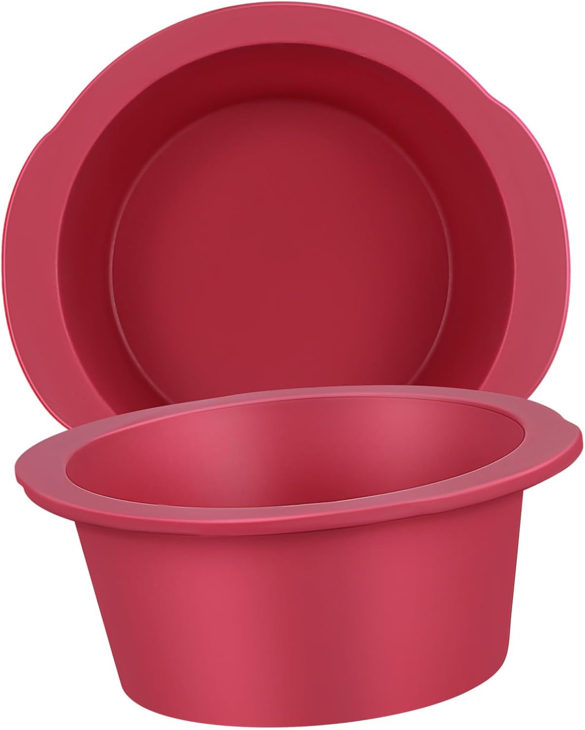 LABRIMP 2Pcs Mini round Silicone Cake Pans Non Stick Reusable Bakeware Tins for Baking Desserts and Chiffon Cake Elegant Wine Red Moulds for Home and Party Use Beginner Friendly image number 5