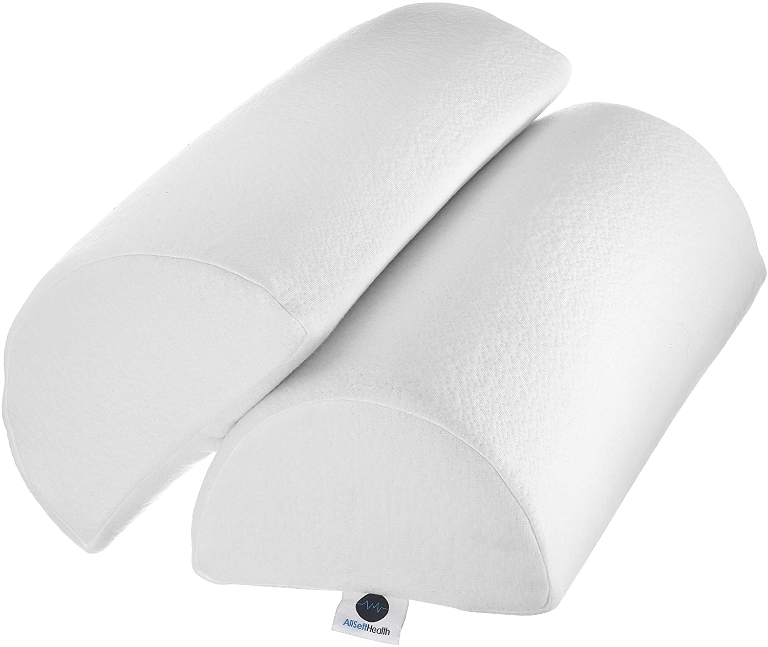 Allsett Health Half Moon Bolster Pillow for Legs, Back and Head (2 Pack) Semi Roll for Ankle and Foot Comfort with White Cotton Machine Washable Cover | Premium Memory Foam | 2 Pillow System image number 4