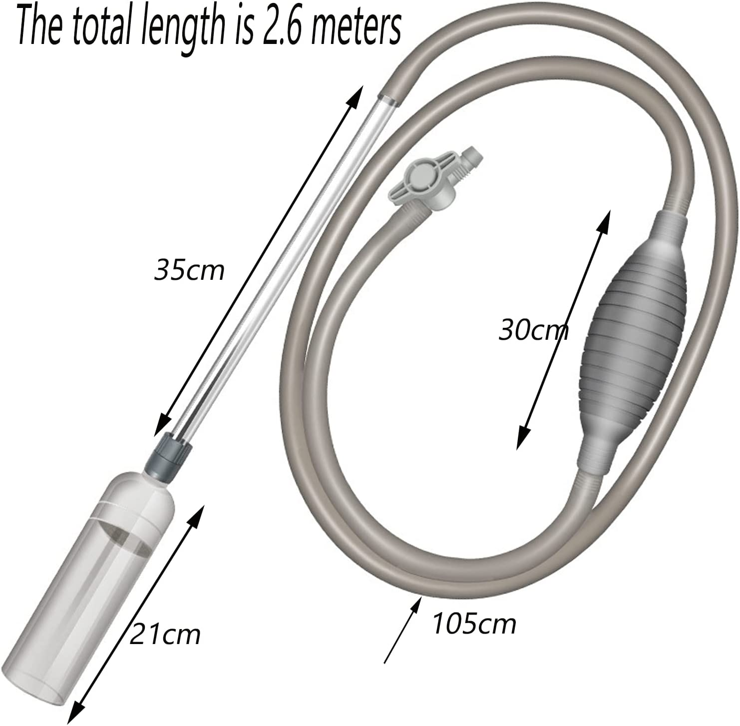 8.5FT Aquarium Water Changer Gravel Vacuum for Fish Tank Cleaning Tools with Clip, Siphon Universal Quick Pump Aquarium Water Changing