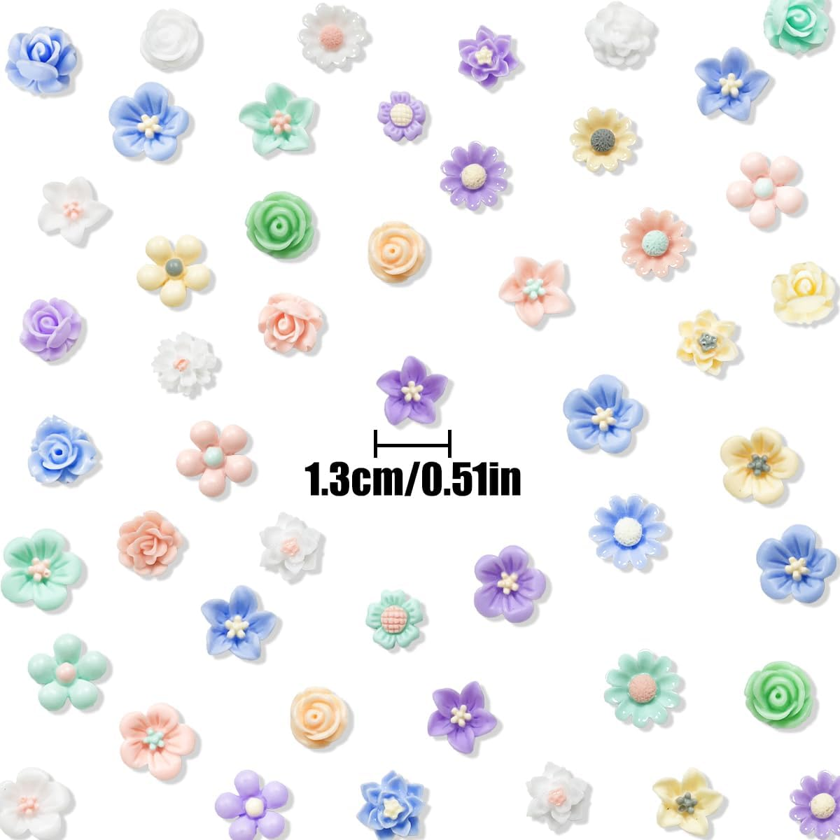 Mini Resin Flower, 100 PCS Flatback Flower Charm for Scrapbook, Nail, Phone Case Decor (Bulk) image number 5