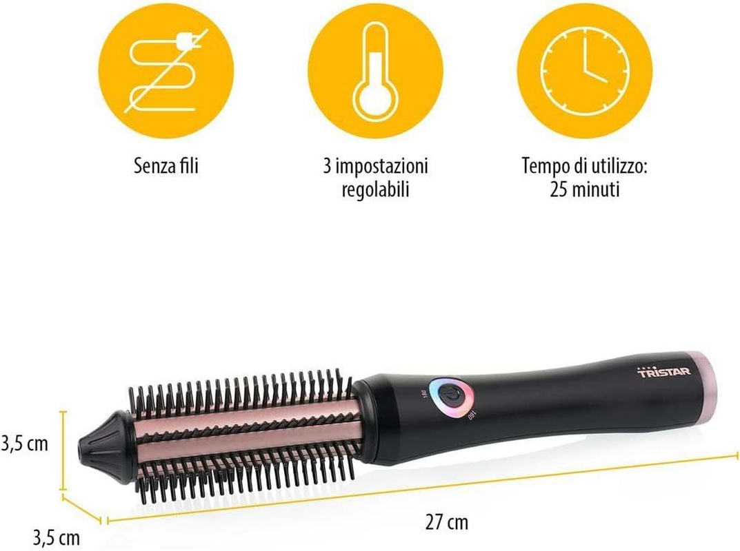 Tristar Wireless Styling Brush - 3 Temperature Settings - Perfect for Travel - Heat Insulated Tips - Ceramic Coating - All Hair Types - 25 Min Use - HD-2503 image number 5