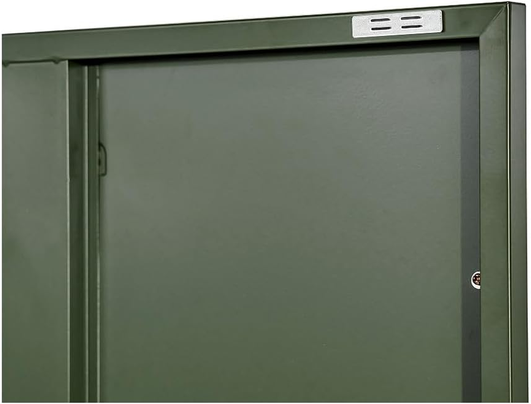 Artissin Locker, Metal Sideboard Buffet Cabinet Bedside Table Shoe Storage TV Cabinets Organiser Home Bedroom Kitchen Living Room Bathroom Furniture, Adjustable Shelves with Doors Green