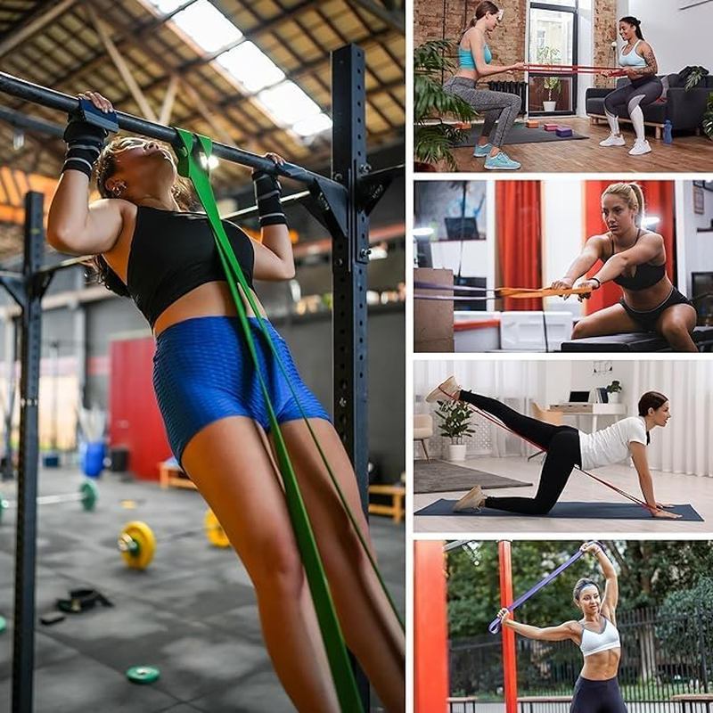 SOVYOULIVE Resistance Bands for Working Out, 5 Packs Exercise Bands, Pull up Assistance Bands for Body Stretching Training Physical Therapy Muscle Training for Men & Women image number 4