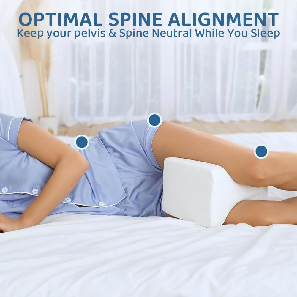 2 Pack Knee Pillow for Side Sleepers &ndash; Memory Foam Leg Pillow for Hip, Sciatica & Lower Back Pain Relief &ndash; between Legs Support Cushion for Pregnancy, Spine Alignment image number 5