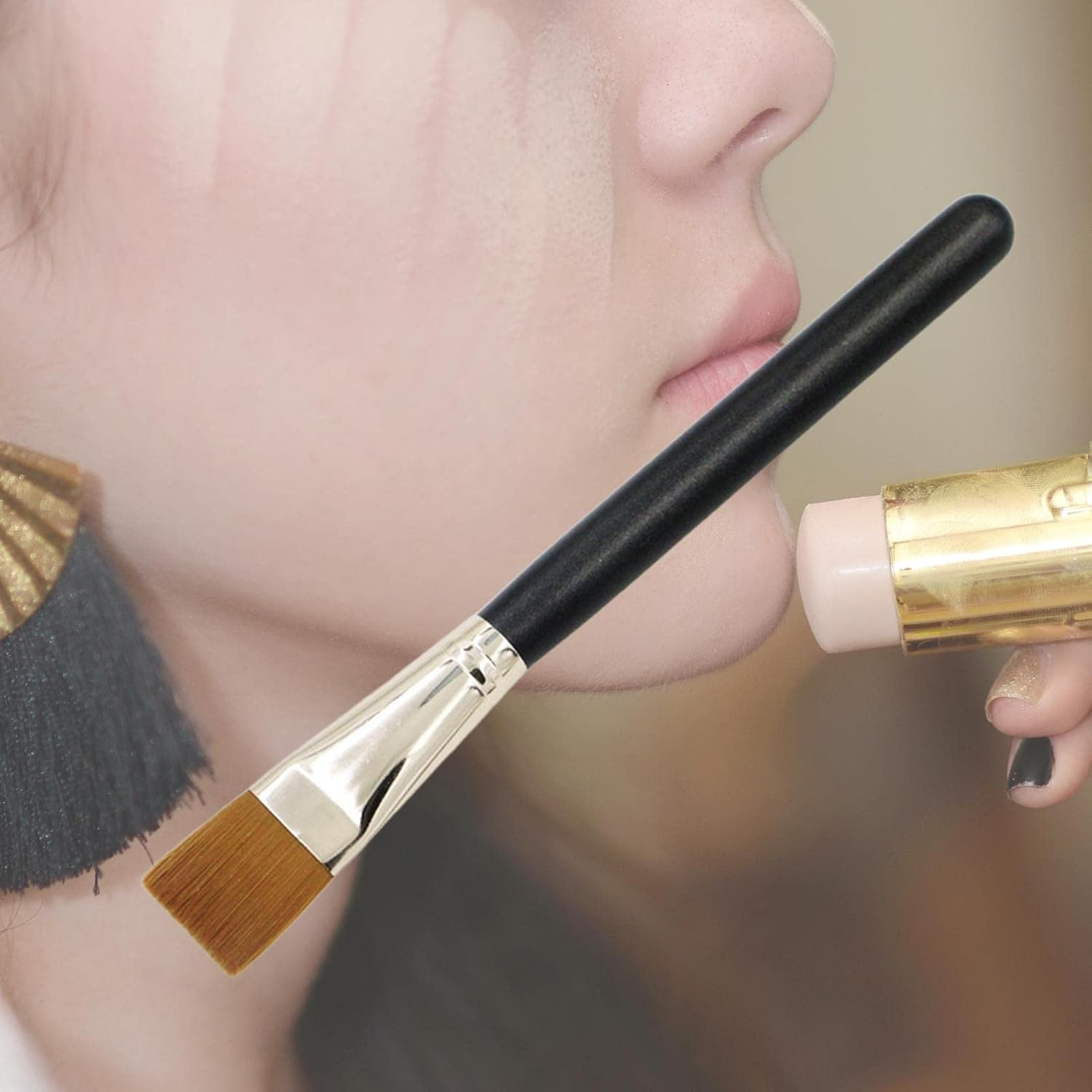 #N/A Square Foundation Brush Cosmetics Synthetic Bristles Smooth Contour Brush Flat Makeup Brush for Facial Mask Emulsion Liquid Cream