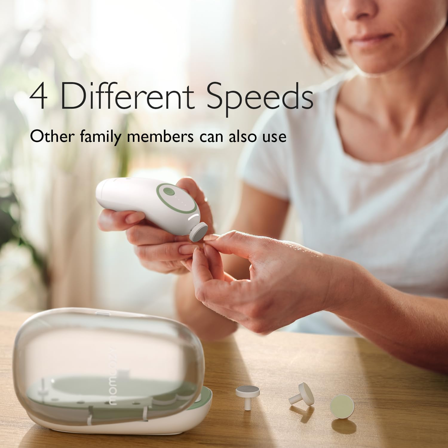 Momcozy Baby Nail File Electric, Gentle Baby Nail Trimmer Electric Rechargeable, Baby Nail Clipper Electric, 7 Grinding Head Replacement Pads image number 2