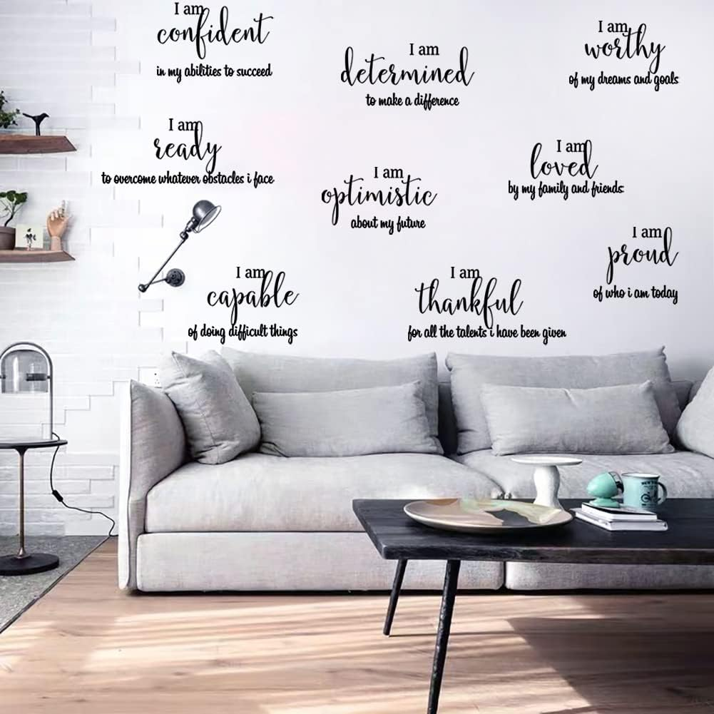 9 Pieces Inspirational Decals Black Motivational Wall Sticker Vinyl Wall Quotes Stickers Wall Art Stickers Peel and Stick Wall Decals for Girl Boy Bedroom Living Room image number 5