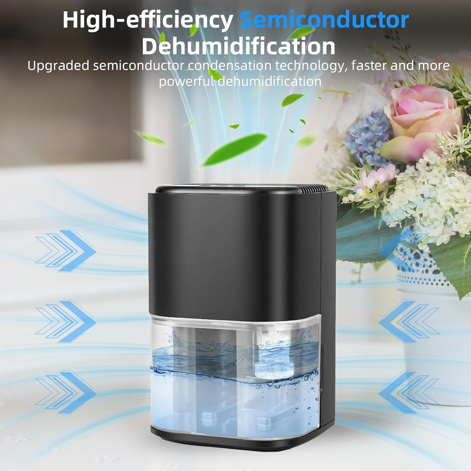 2000ML Dehumidifiers for Home, Air Purifier Dehumidifier for Room Damp with LED Light, Auto Shut Off, Portable and Ultra Quiet for Drying Clothes, Bedroom, Bathroom, Wardrobe - Black (AU PLUG) image number 6