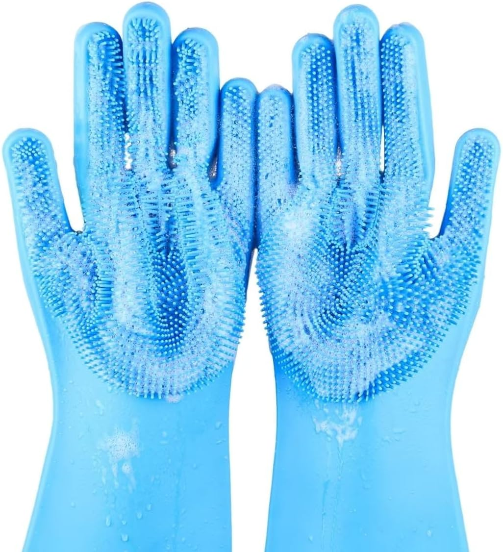 Pet Grooming Gloves -Heat Resistant Silicone Gloves with High-Density Teeth- Massage Mitt with Enhanced Five Finger Design - Efficient Deshedding Glove for Dogs, Cats image number 2