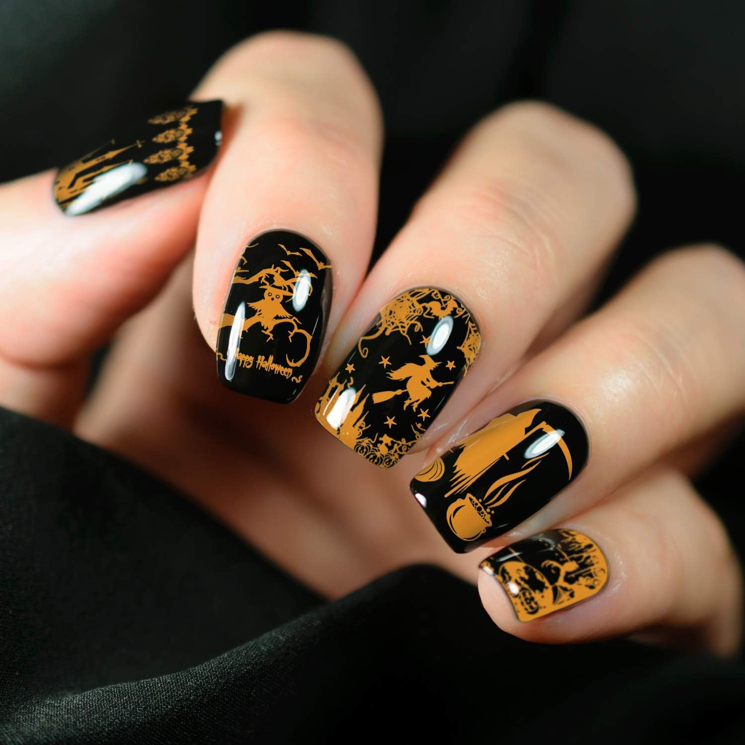 Whaline 4 Pieces Christmas Nail Art Plates and Halloween Nail Art Plates Image Stamp Templates Stamping Kit DIY Print Manicure Salon Design Style 2 image number 5