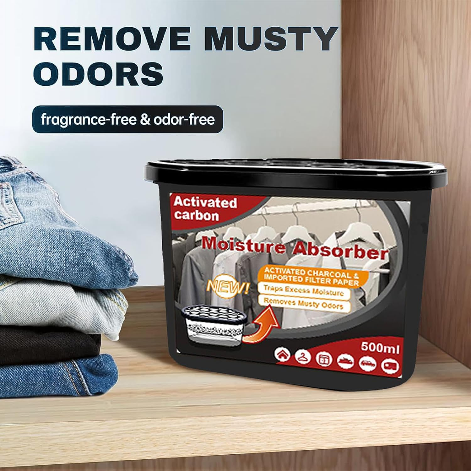 8 Pack Moisture Absorbers Boxes, Portable Humidity Absorber for Bathroom, Closet, Car, Dehumidifier with Activated Carbonfor image number 1