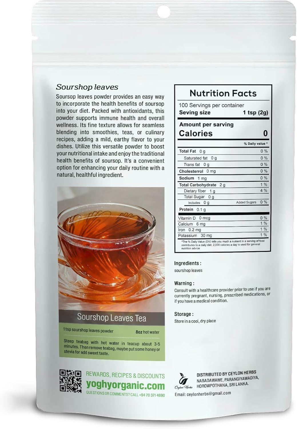 200G Natural Soursop Leaves Powder - Pure Organic Well-Cleaned and Finely Ground for Tea Healthy Leaves image number 5