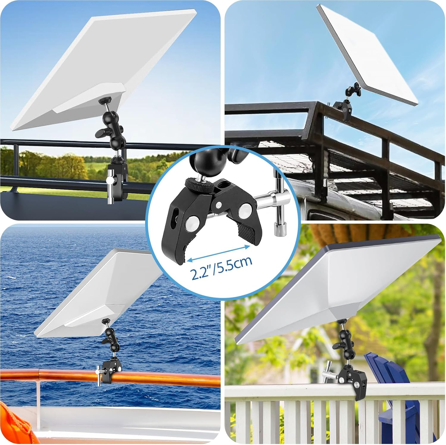 Daboot Starlink Mini Mount - 360&deg; Adjustable RV Ladder Clamp Mount for Starlink Mini Accessories Fits 1.5&ndash;5.3CM Pipes, Ideal for Roof Racks, Boats, Vans, Campers, and Outdoor Use image number 3