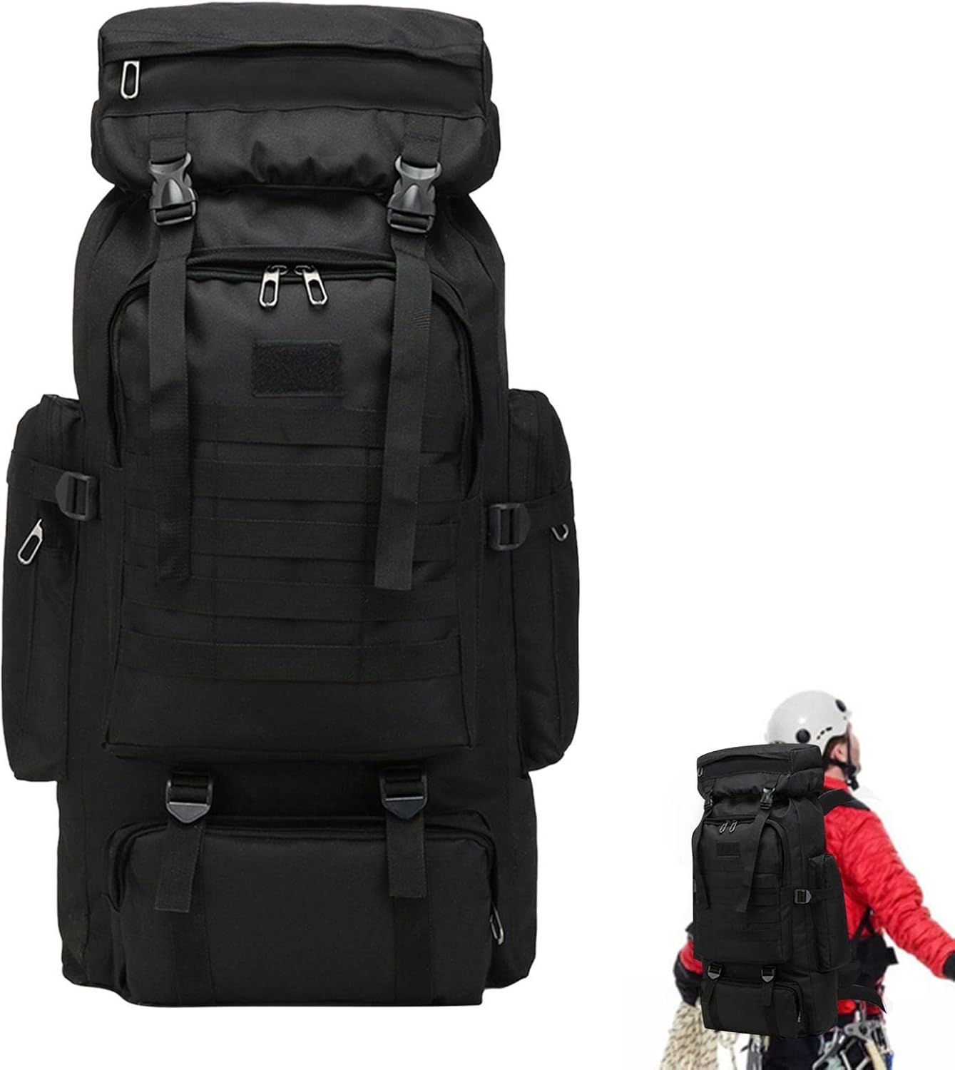 Assault Pack - Water Resistant 80L Large Capacity Rucking Backpack,Army Camping Rucksack for Wilderness Survival, Camping, and Hunting Jmedic