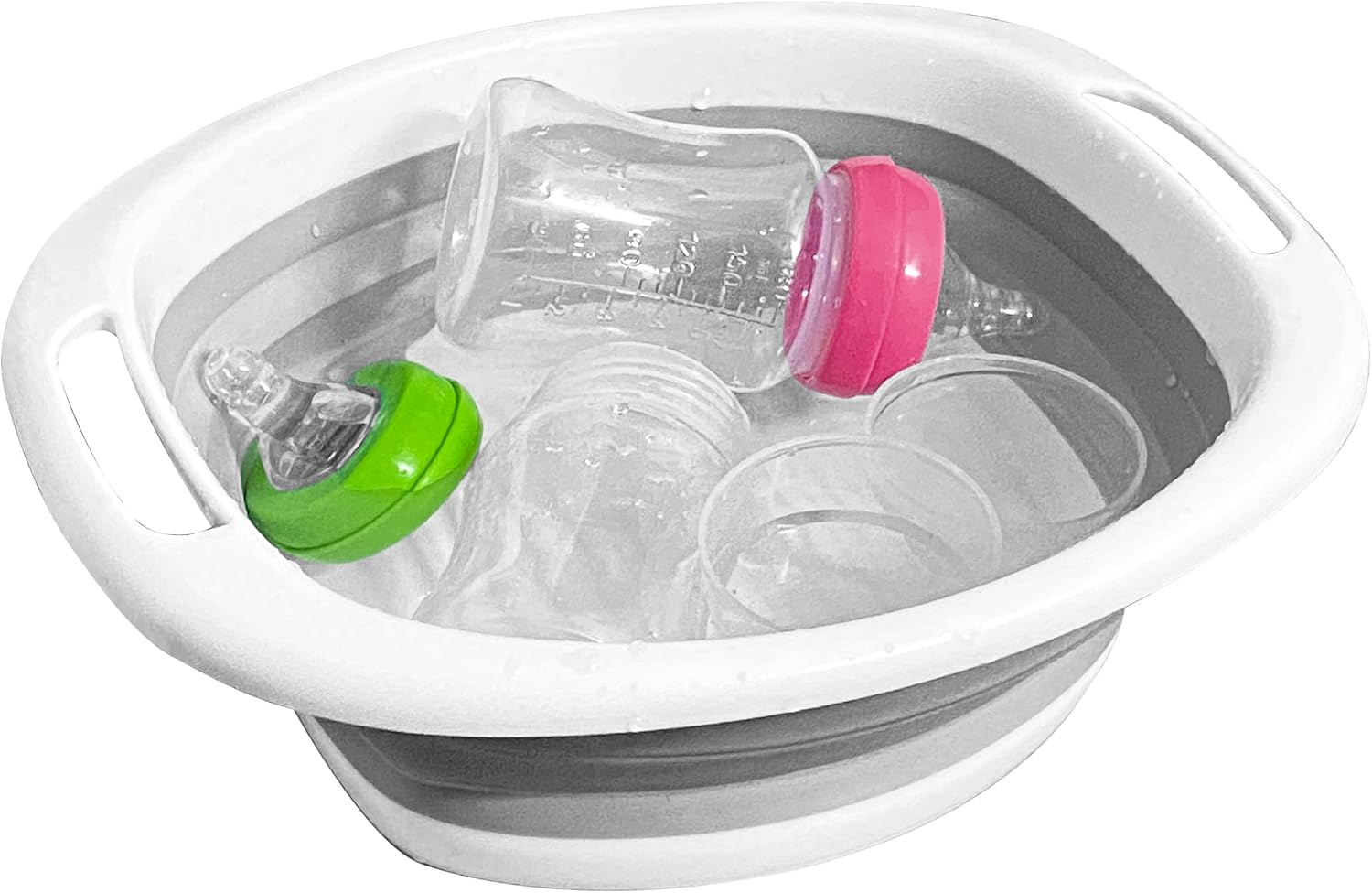 KEUYE Baby Bottle Wash Basin,Collapsible Baby Bottle Dishwasher Baskets,Baby Bottle Tub for Sink,Reusable Baby Bottle Sink Basket for Home and Travel image number 1