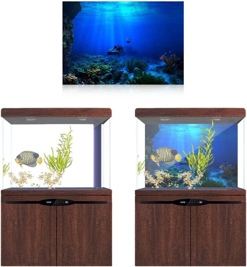 Aquarium Background HD Undersea Coral Reef Photo Wall Paper Aquarium Fish Sea Mural XXL Undersea Underwater World Wall Decoration (61 * 30Cm)