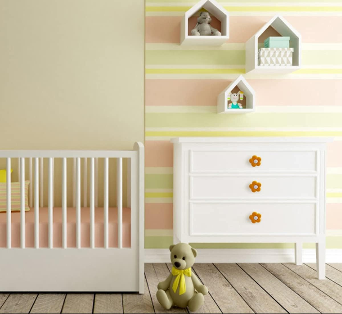 Skyscraper Cartoon Shape Soft Rubber Knobs for Kids Girls Boys Cabinet Handle Pulls Drawer Knobs for Kids Room Cabinets Closets Toy Organizer Box Bookcase 6Pcs/Set (Flower, Yellow) image number 6