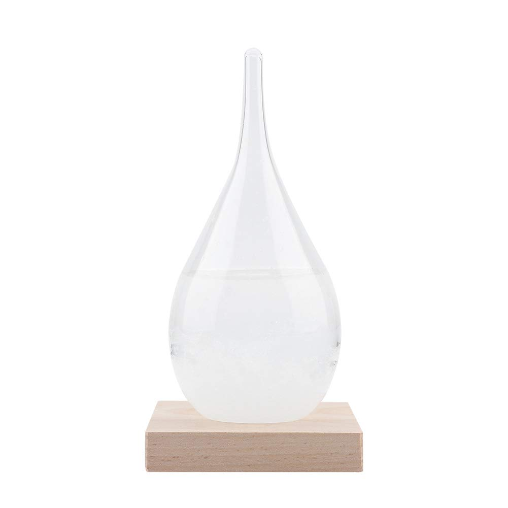Haofy Glass,Desktop Weather Predictor LED Weather Forecaster Creative Crystal Glass Bottle Desktop Drops Craft Station with Pure Wood Base-High Class Decoration on Home & Office image number 6