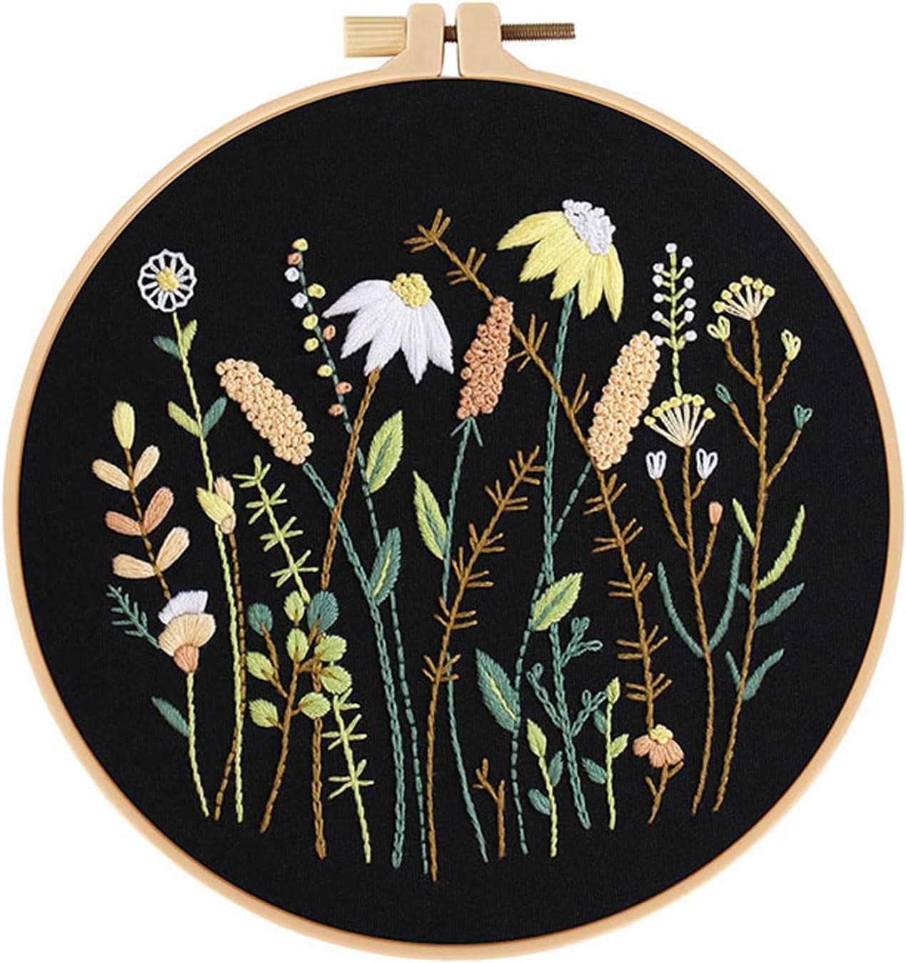 REGODI 3 Sets Embroidery Stitches Practice Kit for Beginners with Patterns Cloth Hoops Threads image number 1