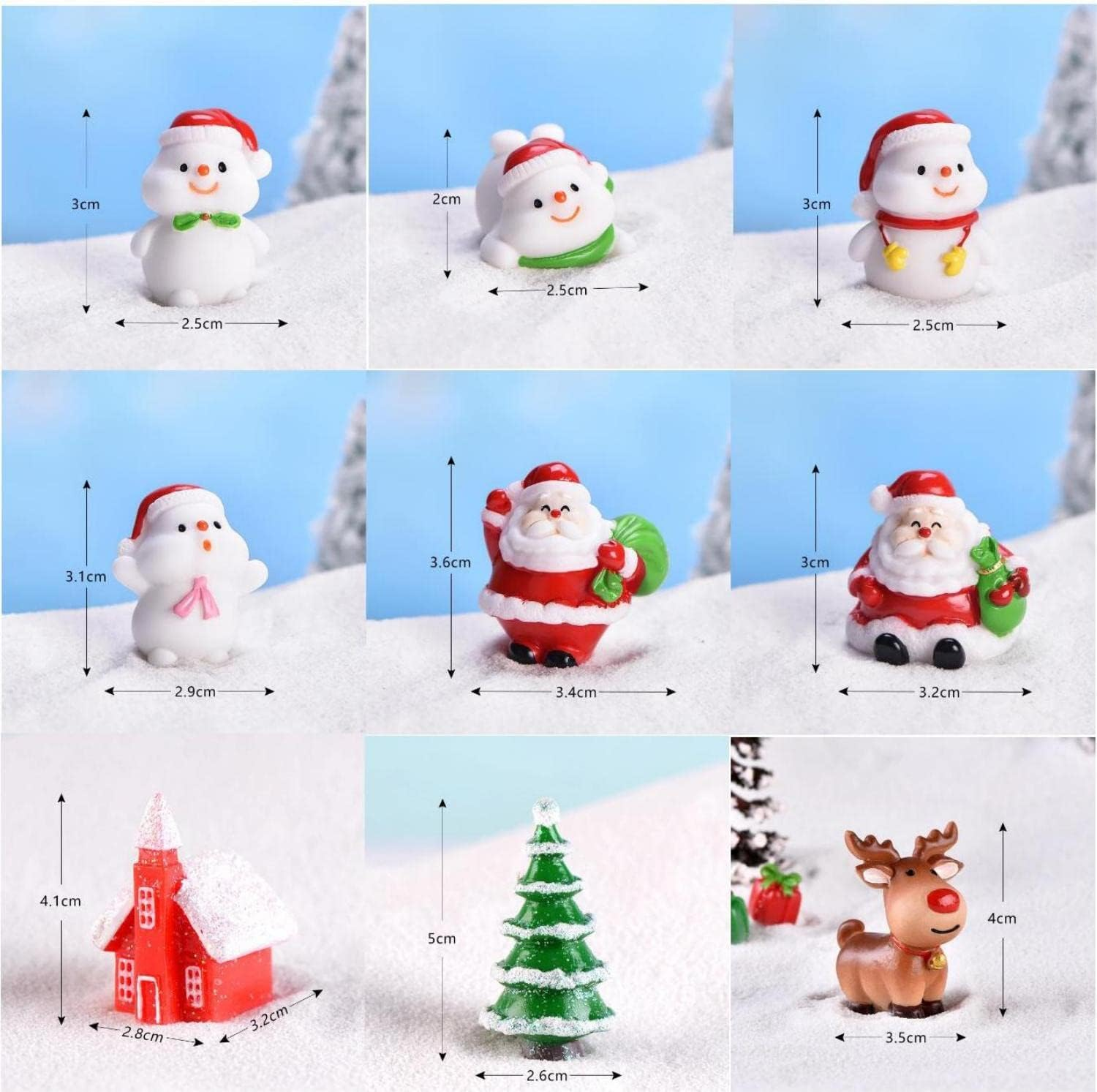27 Pieces Christmas Resin Miniature Ornaments Kit for DIY Fairy Garden, DIY Snow Globe Figurines Crafts,Dollhouse, Desktop,Landscape Decorations image number 4