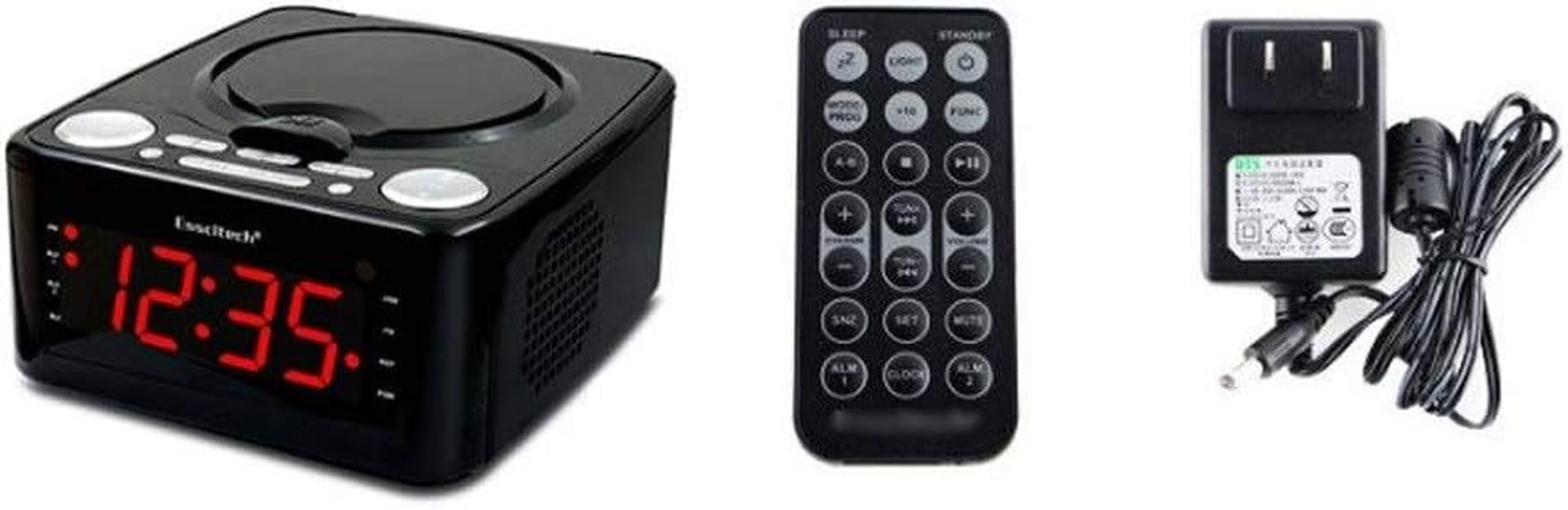 CD Player Alarm Clock Radio with USB Port Headphone Jack Aux Input, Remote Control Time Display with Backlight (Color : Black)