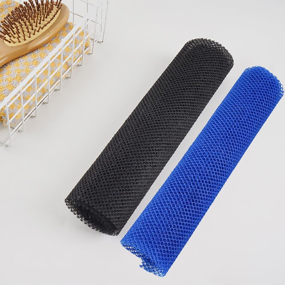 African Exfoliating Net for Body 2Pcs African Shower Sponge Scrubber Authentic Extra-Large Exfoliating Bath Cloth for Back, Legs and Scalp Premium African Bath Sponge for Smooth Skin (Black+Blue,80X30Cm) image number 1